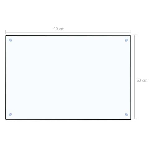 Stænkplade 90x60 cm hærdet glas gennemsigtig