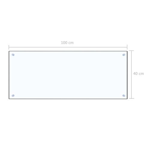 Stænkplade 100x40 cm hærdet glas gennemsigtig