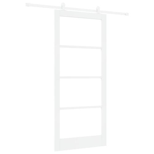 Glidende Dør med Hardware Sæt 'ORKDAL'Hvid Massivt Træ & Glas&& Indvendig Dør med Glas 'ORKDAL'Hvid 93x211x4 cm