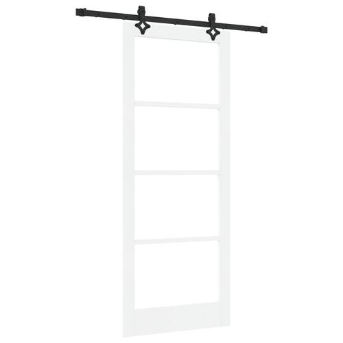 Glidende Dør med Hardware Sæt Hvid 86x211 cm Massiv Fyr&& Indvendig Dør med Glas 'ORKDAL'Hvid 86x211x4 cm