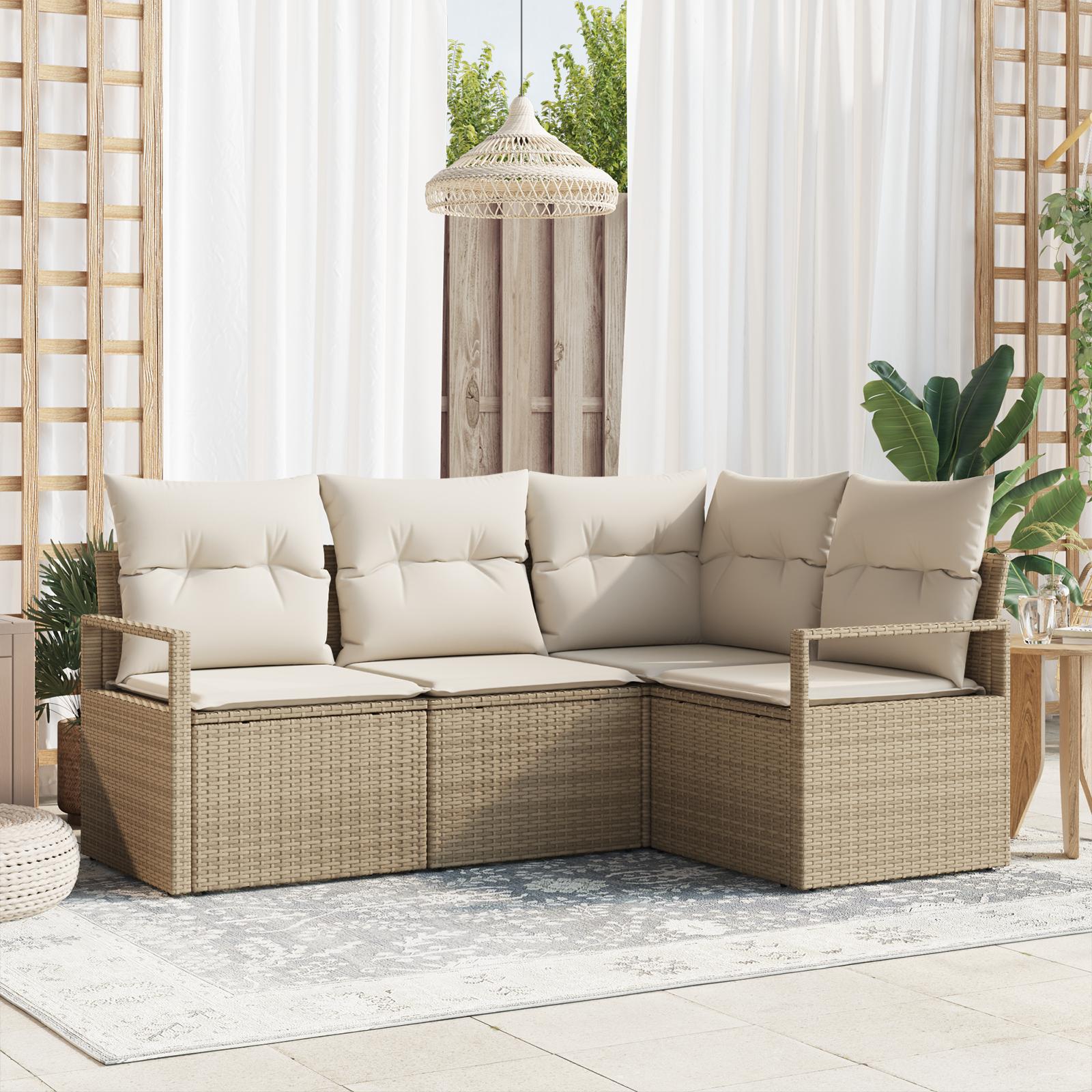 Havesofa Sæt med pude med opbevaring 4 stk Beige og creme billede