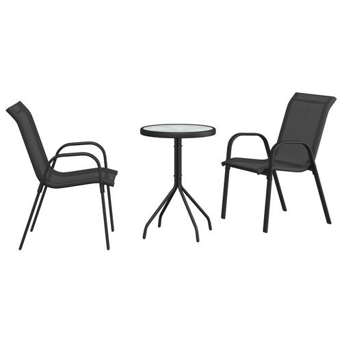 3-delt have bistro sæt sort textilene og stål