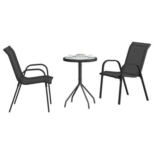 3-delt have bistro sæt sort textilene og stål