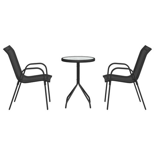 3-delt have bistro sæt sort textilene og stål