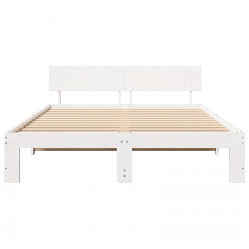 Sengestel med hovedgærde 160 x 200 cm - hvid, massiv fyrretræ