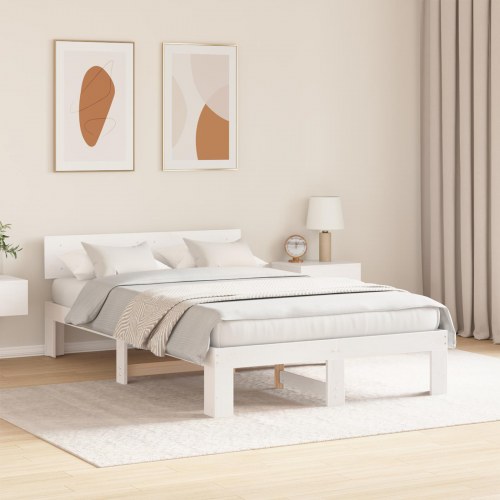 Sengestel med hovedgærde - hvid - 135 x 190 cm