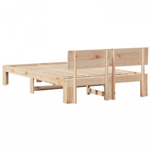 Sengestel med hovedgærde 120 x 190 cm - naturfarvet fyrretræ
