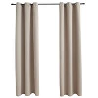 Lysdæmpende gardiner med ringe 2 stk. beige 97x160 cm stof