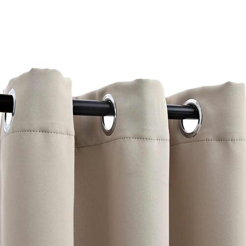 Lysdæmpende gardiner med ringe 2 stk. beige 97x160 cm stof