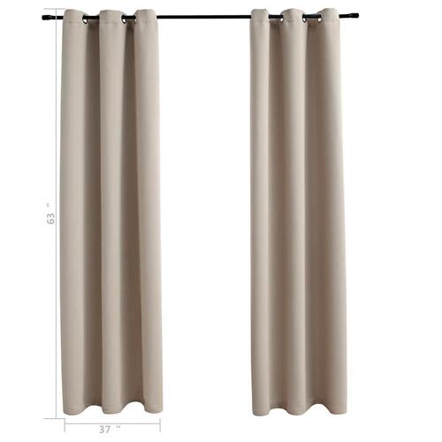 Lysdæmpende gardiner med ringe 2 stk. beige 97x160 cm stof