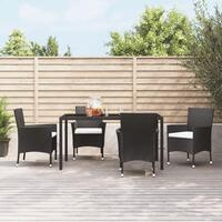 Havestole med hynder 4 stk. sort polyrattan (kun UK/IE/FI/NO)