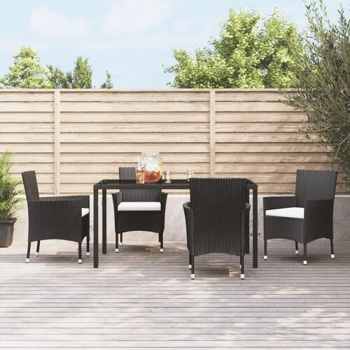 Havestole med hynder 4 stk. sort polyrattan (kun UK/IE/FI/NO)