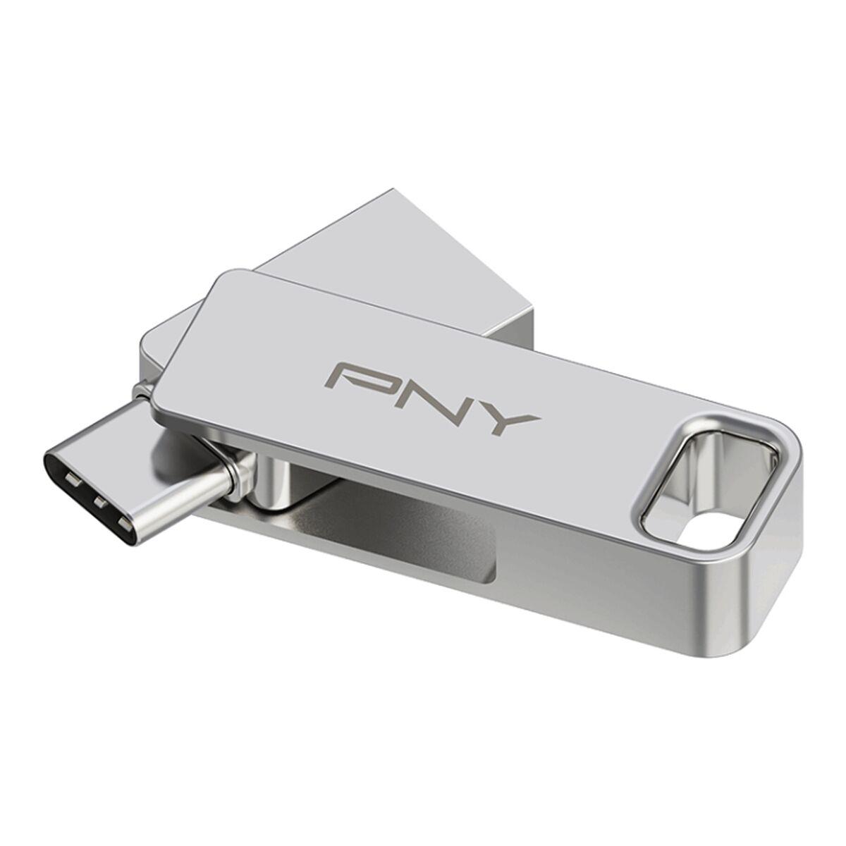 PNY Duo-Link 64GB USB 3.2 Gen 1 / USB-C USB stick Grå