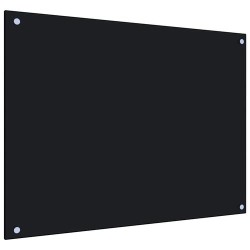 Stænkplade 80x60 cm hærdet glas sort