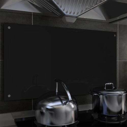 Stænkplade 90x50 cm hærdet glas sort