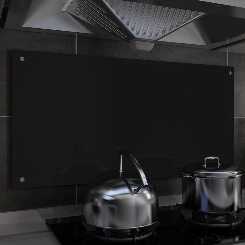 Stænkplade 100x50 cm hærdet glas sort