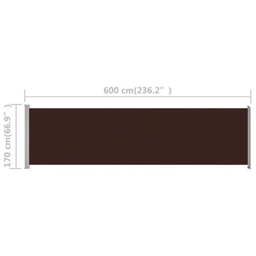 Sammenrullelig sidemarkise til terrassen 600x170 cm brun
