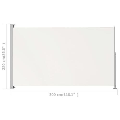 Sammenrullelig sidemarkise til terrassen 220x300 cm cremefarvet