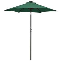 Parasol med LED-lys 200x211 cm aluminium grøn