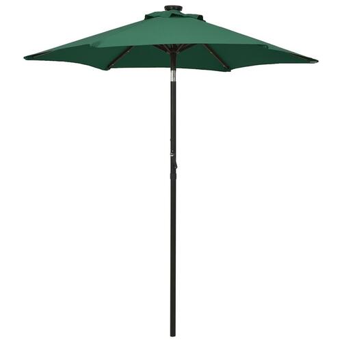Parasol med LED-lys 200x211 cm aluminium grøn
