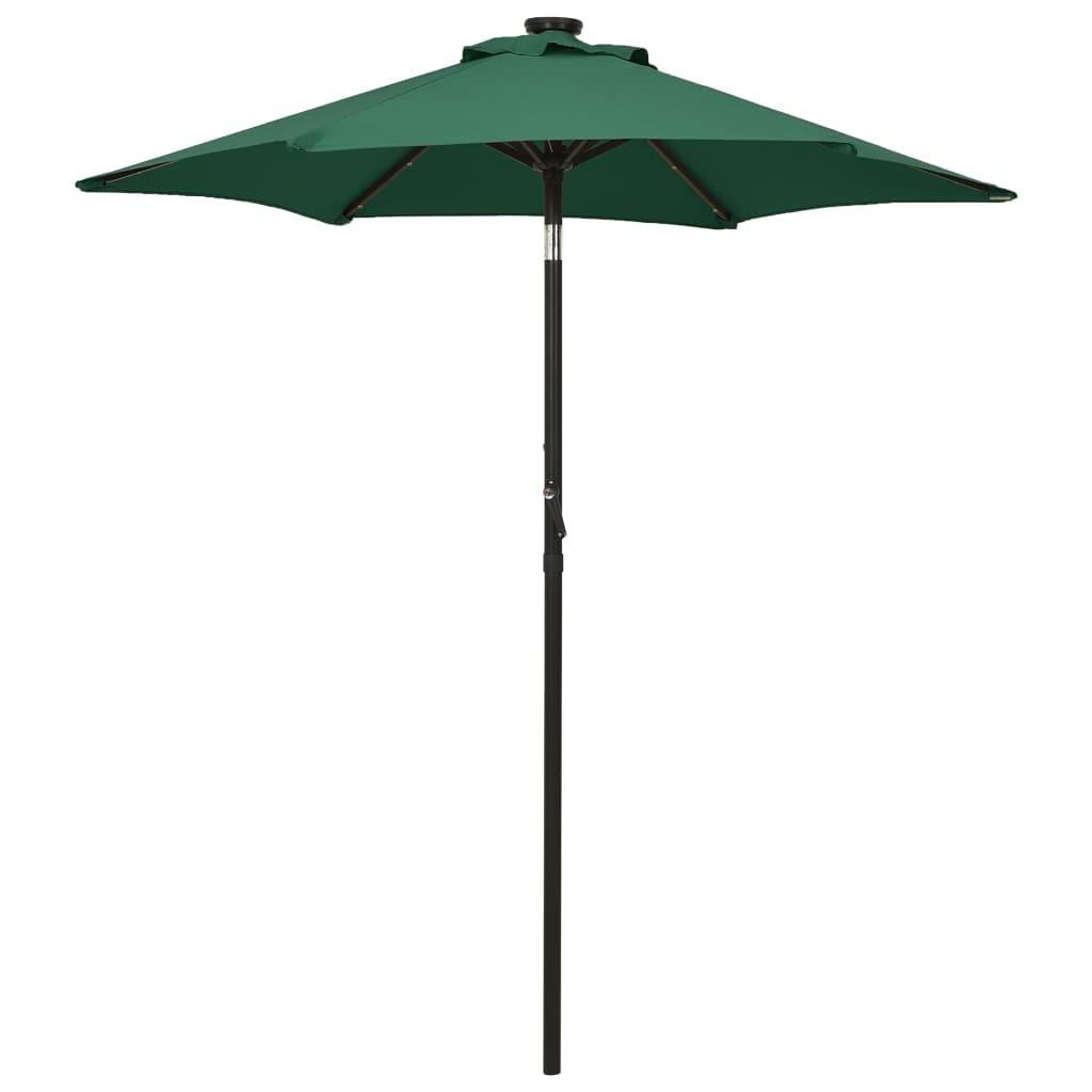 Parasol med LED-lys 200x211 cm aluminium grøn