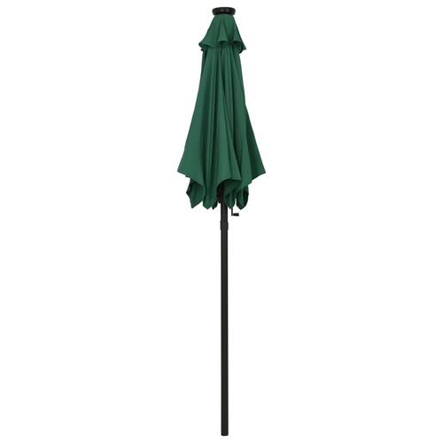 Parasol med LED-lys 200x211 cm aluminium grøn