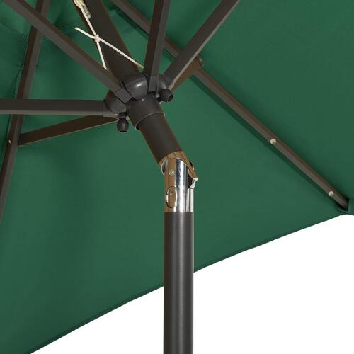 Parasol med LED-lys 200x211 cm aluminium grøn