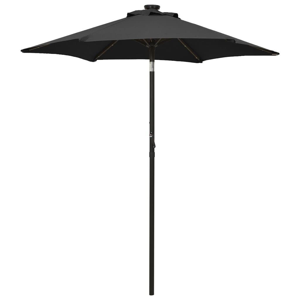 Parasol med LED-lys 200x211 cm aluminium sort