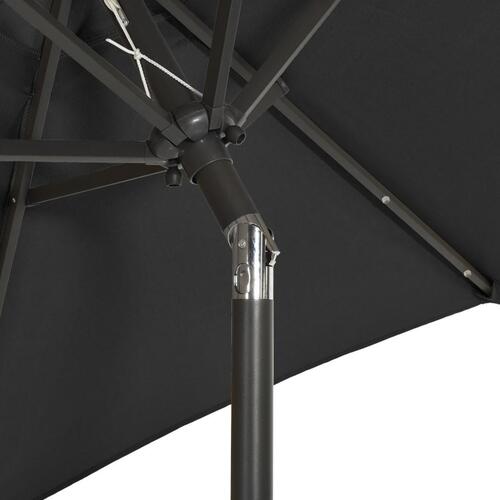 Parasol med LED-lys 200x211 cm aluminium sort