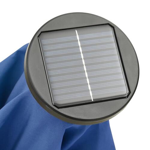 Parasol med LED-lys 200x211 cm aluminium azurblå