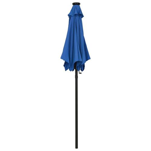 Parasol med LED-lys 200x211 cm aluminium azurblå