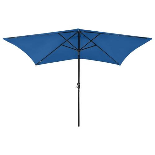 Parasol med stålstang og LED-lys 2x3 m sort