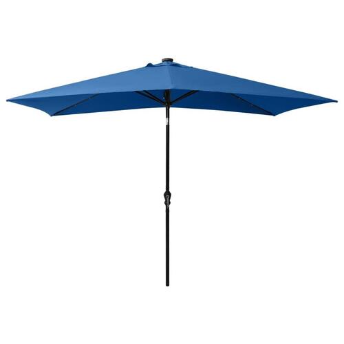 Parasol med stålstang og LED-lys 2x3 m sort