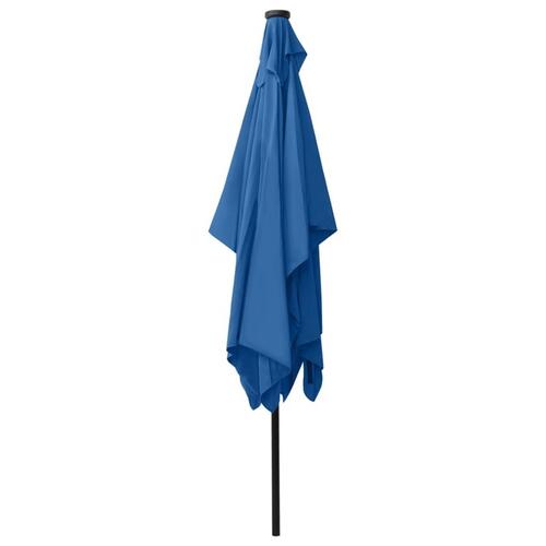 Parasol med stålstang og LED-lys 2x3 m sort