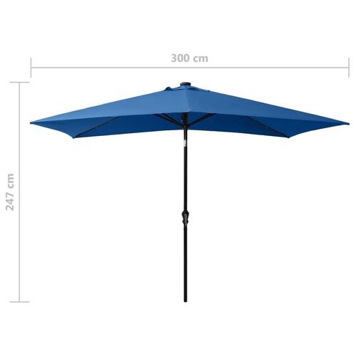 Parasol med stålstang og LED-lys 2x3 m sort