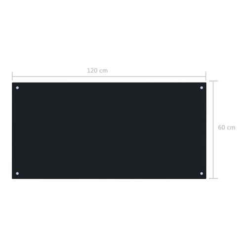 Stænkplade til køkkenet 120 x 60 hærdet glas sort