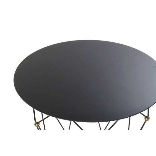 Sofabord - sort metal med gyldne detaljer, 70 x 70 x 60 cm