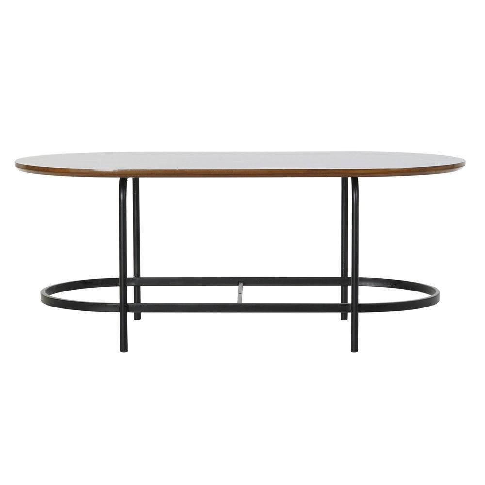 Spisebord i træ, krystal og jern - 99,5 × 50 × 40 cm, sort/oval billede