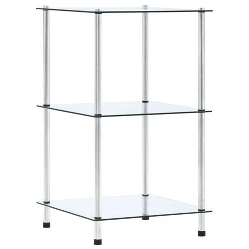 Reol 3 hylder 40x40x67 cm hærdet glas transparent