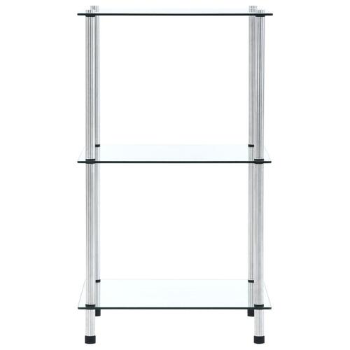Reol 3 hylder 40x40x67 cm hærdet glas transparent