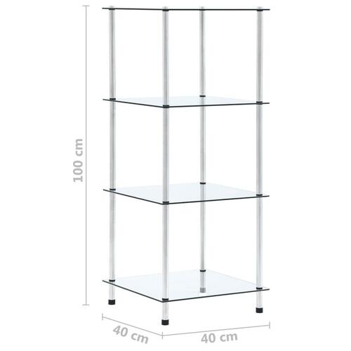 Reol 4 hylder 40x40x100 cm hærdet glas transparent