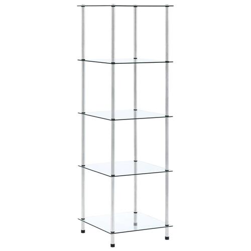 Reol 5 hylder 40x40x130 cm hærdet glas transparent