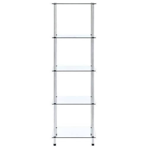 Reol 5 hylder 40x40x130 cm hærdet glas transparent
