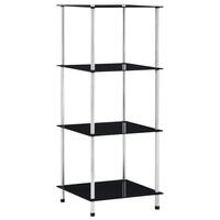 Reol 4 hylder 40x40x100 cm hærdet glas sort