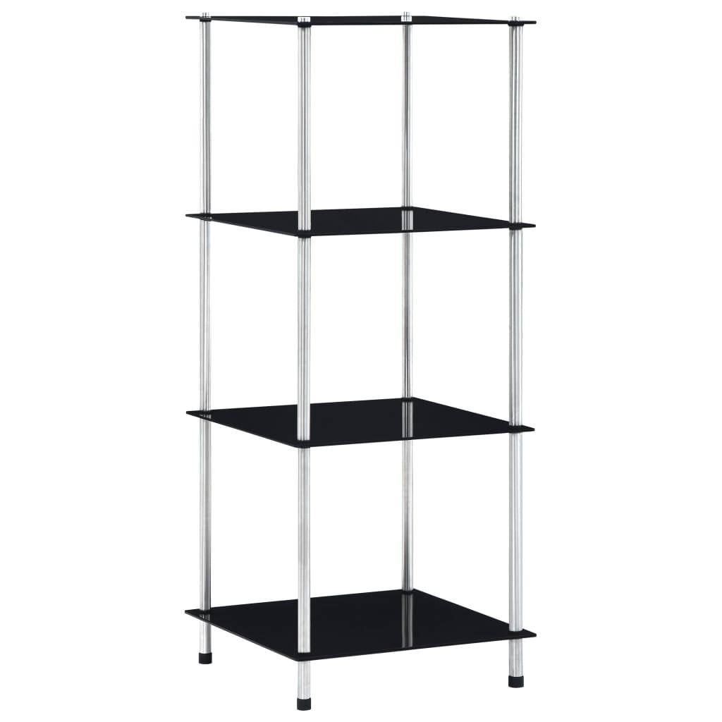 Reol 4 hylder 40x40x100 cm hærdet glas sort