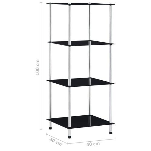 Reol 4 hylder 40x40x100 cm hærdet glas sort