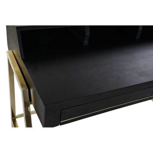 Skrivebord - sort mangotræ og gyldent metal, 125 × 74 × 93,5 cm