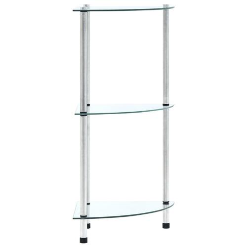 Reol 3 hylder 30x30x67 hærdet glas transparent