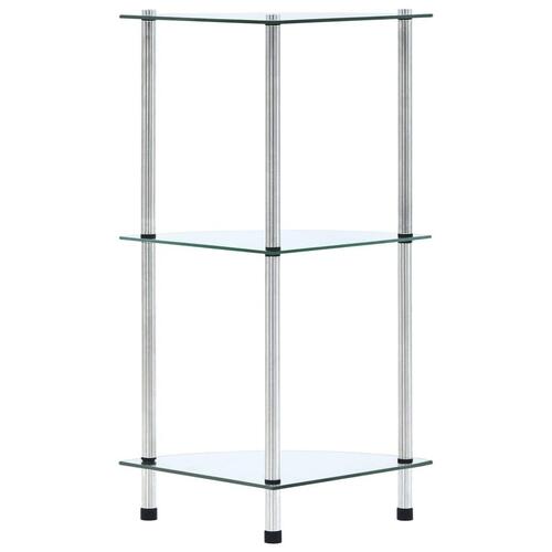 Reol 3 hylder 30x30x67 hærdet glas transparent