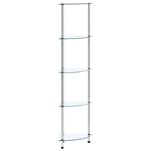Reol 5 hylder 30x30x130 hærdet glas transparent